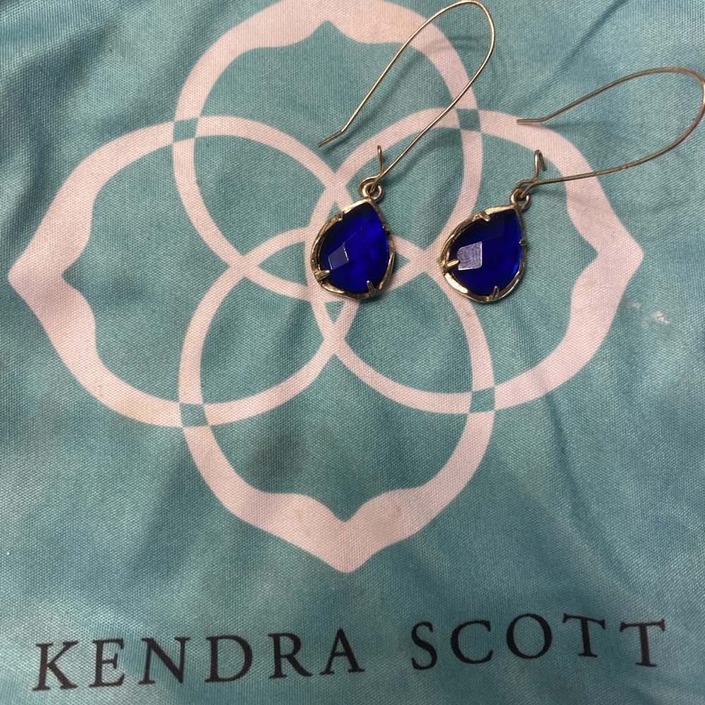 Kendra Scott Drop Earring Gold & Blue Stone